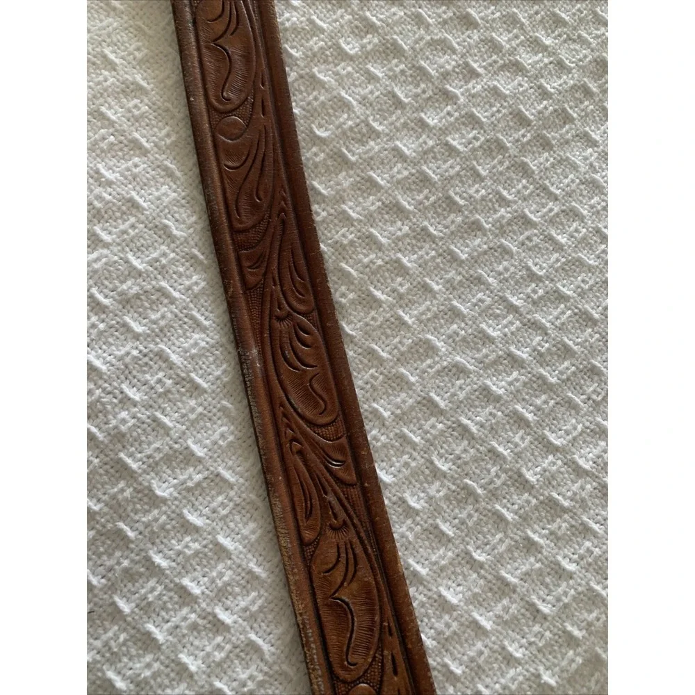 Vtg Tooled‎ Western Kids Belt Brown Leather Size 32